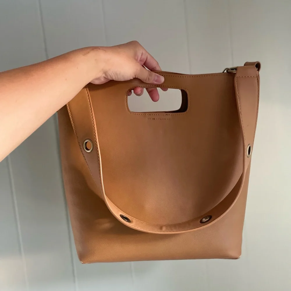 Anthropologie PU Leather Bucket Bag - Picture 1 of 6